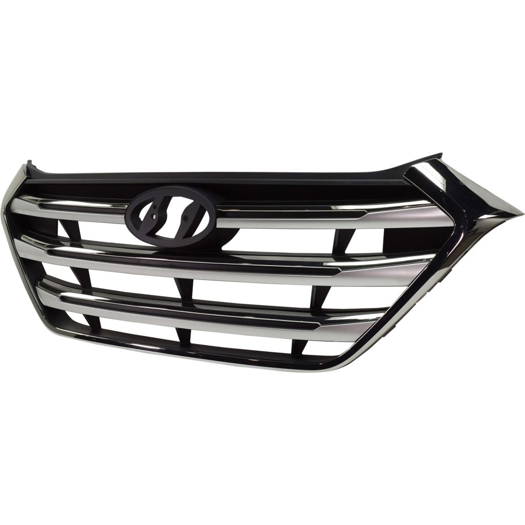 HYUNDAI TUCSON GRILLE PTD-BLACK W/SILVER GRAY & CHROME MLDG (W/PEDESTIAN RECOGNITION)(From 5-16-16) OEM#86350D3100PCR 2017-2018 PL#HY1200209