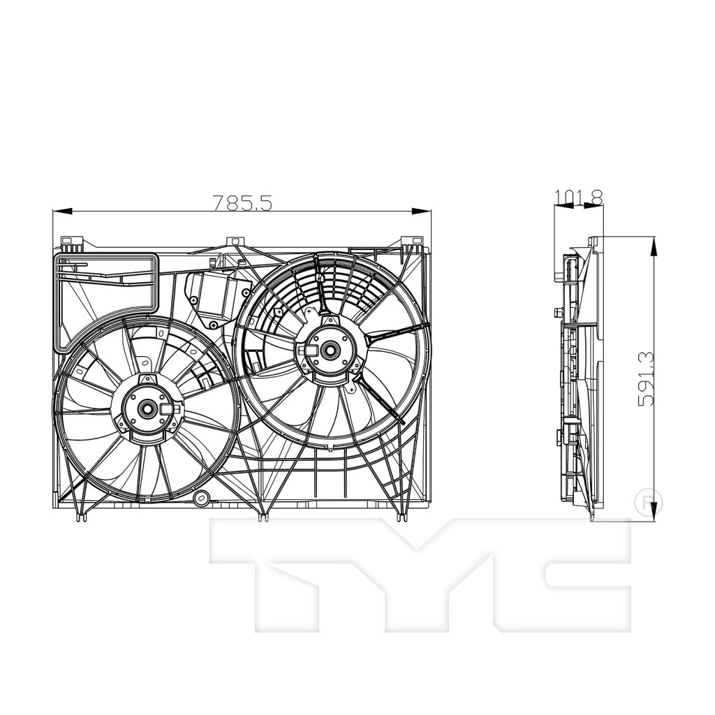 TOYOTA HIGHLANDER RADIATOR & A/C FAN ASSEMBLY (3.5L W/ TOW)(DUAL FAN) OEM#167110P240-PFM 2014-2019 PL#TO3115188