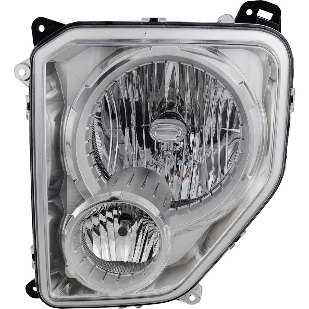JEEPVEHICLE LIBERTY HEAD LAMP ASSY LEFT (Driver Side) (W/ FOG LAMP)(CHROME BEZEL)(OVAL BULB SHIELD) OEM#55157339AE 2008-2009 PL#CH2502196