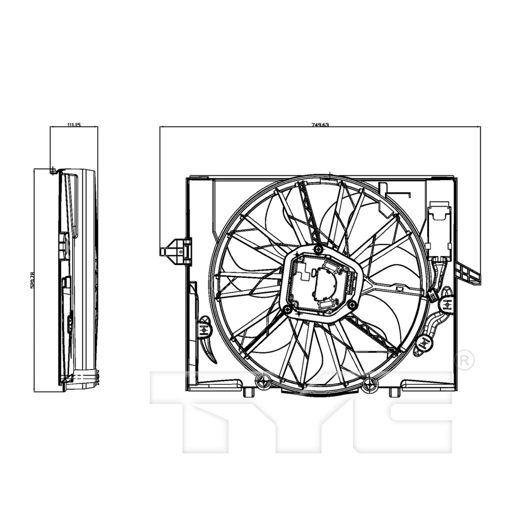 BMW BMW 5 SERIES (SEDAN) RADIATOR FAN ASSY A/T (525/530 04-7/05) OEM#17427524881 2004-2006 PL#BM3120100