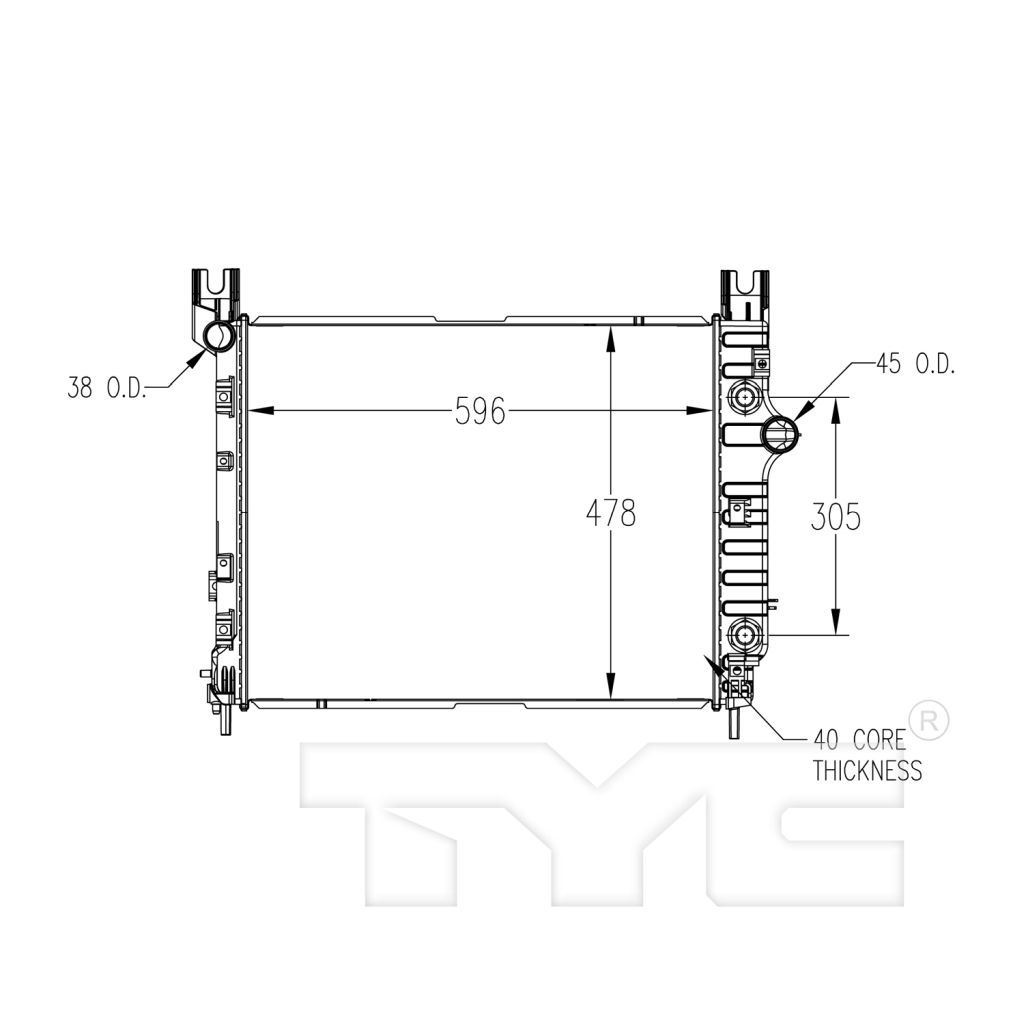 DODGE TRUCKS & VANS DAKOTA/PU RADIATOR 2.5/L4 3.7/3.9/L6 4.7/5.9/V8 OEM#52028818AD 2000-2004 PL#CH3010286
