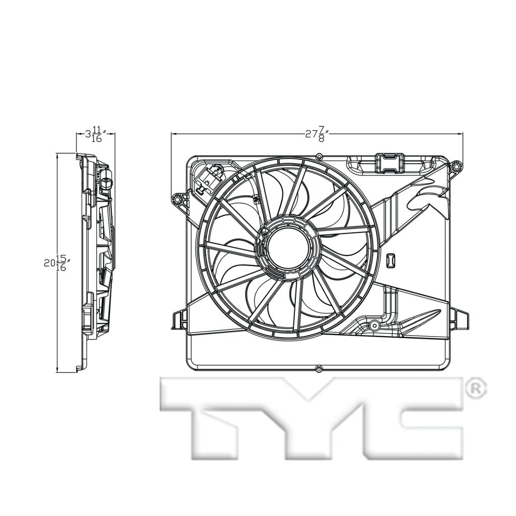 BUICK ENCORE RADIATOR & A/C FAN ASSEMBLY (SINGLE FAN)(RPO-LUV) OEM#95301357 2013-2021 PL#GM3115257