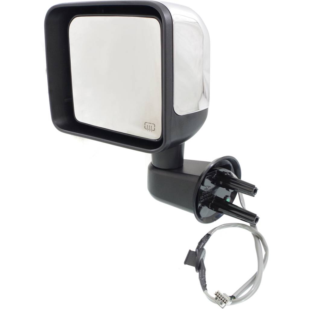 JEEPVEHICLE WRANGLER (JK) DOOR MIRROR LEFT (Driver Side) PWR/HTD (CHROME) OEM#68204245AA 2014 PL#CH1320389