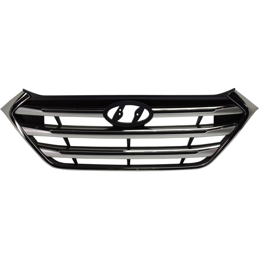 HYUNDAI TUCSON GRILLE PTD-BLACK W/SILVER GRAY & CHROME MLDG (W/PEDESTIAN RECOGNITION)(From 5-16-16) OEM#86350D3100PCR 2017-2018 PL#HY1200209
