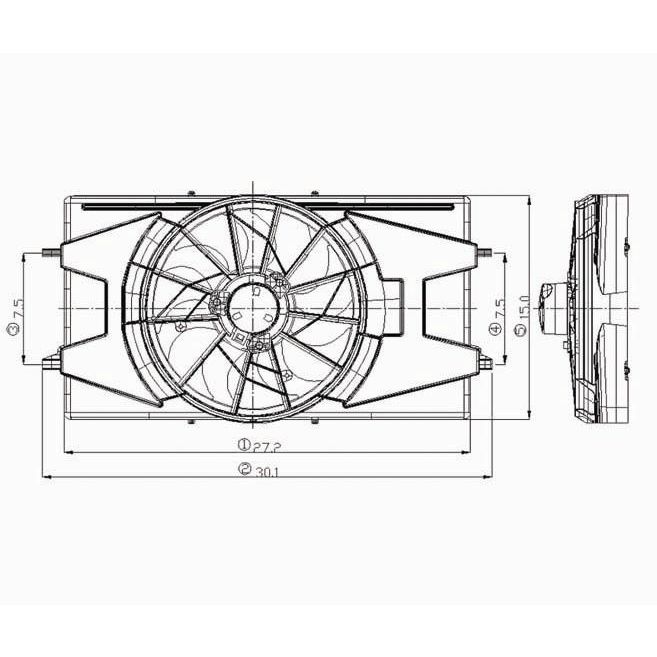 SATURN ION RADIATOR & A/C FAN ASSEMBLY (2.2/2.4L)(SINGLE FAN)(3 PIN PLUG) OEM#15860809 2003-2007 PL#GM3115177