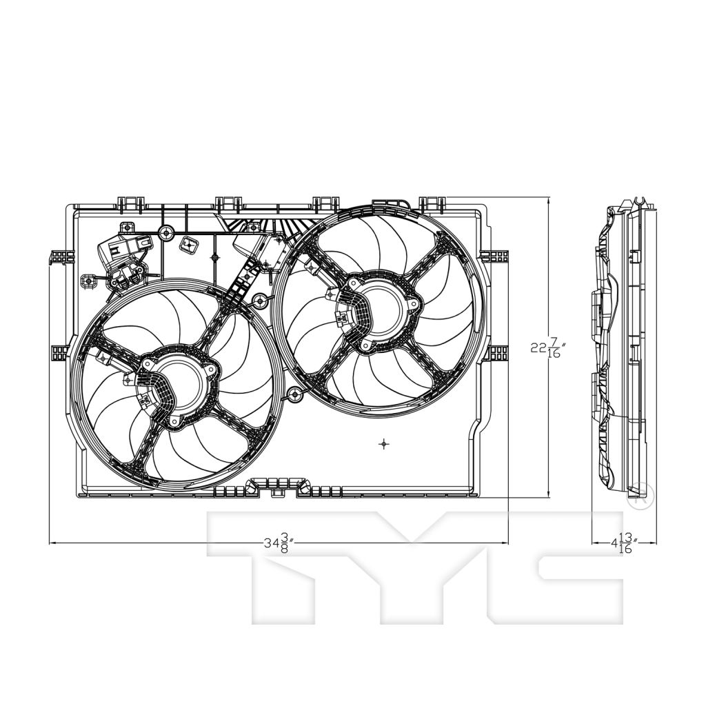 DODGE TRUCKS & VANS PROMASTER 1500/2500/3500 RADIATOR & A/C FAN ASSEMBLY (WO/AC) OEM#68188994AD 2014-2024 PL#CH3115185
