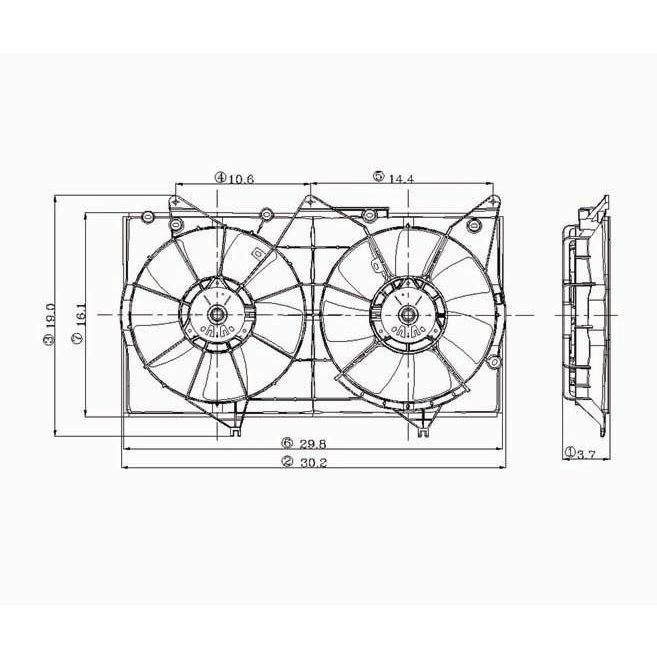 LEXUS ES 300/330 RADIATOR & A/C FAN ASSY (DUAL FAN) OEM#167110A170-PFM 2004-2006 PL#LX3115111