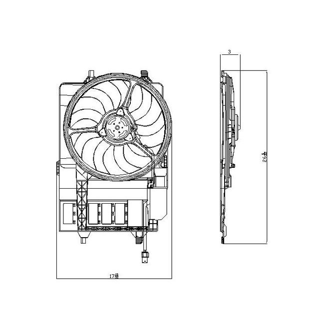 MINI COOPER HATCHBACK RADIATOR & A/C FAN ASSY (SINGLE FAN)(To 3-03) OEM#17101475577 2002-2003 PL#MC3115101