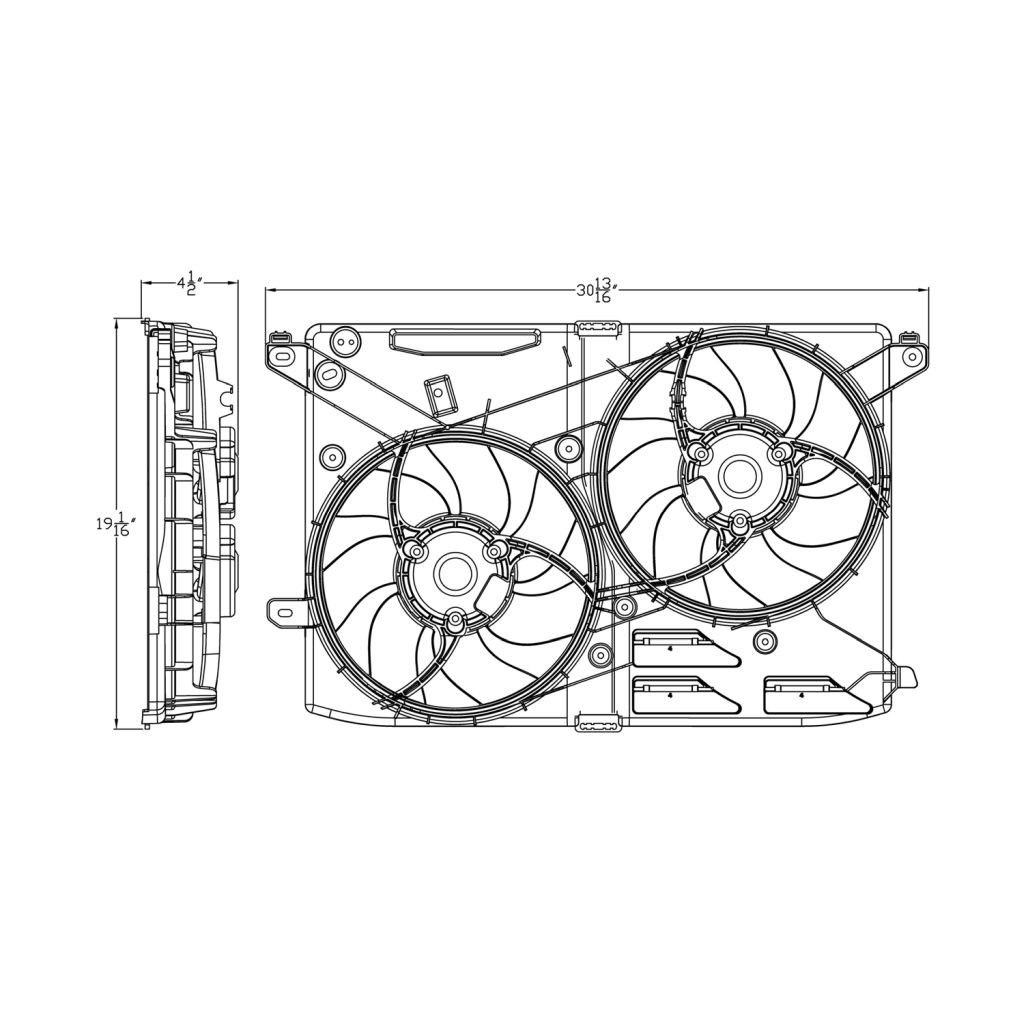 FORD FUSION RADIATOR & A/C FAN ASSEMBLY (DUAL FAN) 2.0/2.5L OEM#DG9Z8C607J 2013-2016 PL#FO3115197