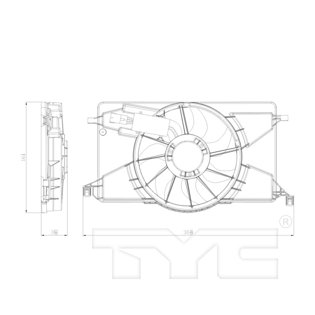 FORD FOCUS HATCHBACK ELECTRIC RADIATOR & A/C FAN ASSEMBLY W/MODULE (SINGLE FAN) OEM#CV6Z8C607R 2015-2018 PL#FO3115189