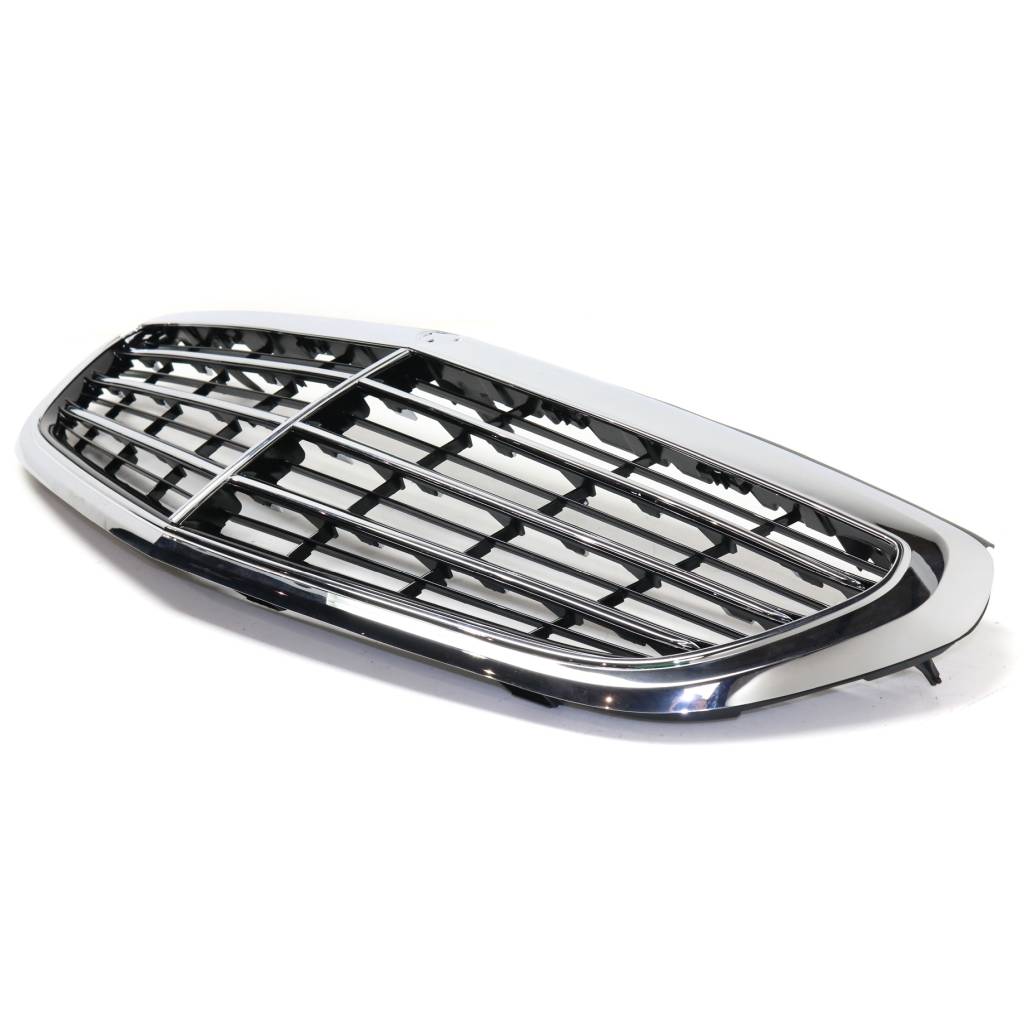 MERCEDES-BENZ E-CLASS SEDAN (212) GRILLE CHR/BLK (WO/CENTER EMBLEM)(WO/ADAPT CRUISE)(WO/SURROUND VIEW)(EXC E63) OEM#2128801483 2014-2016 PL#MB1200165