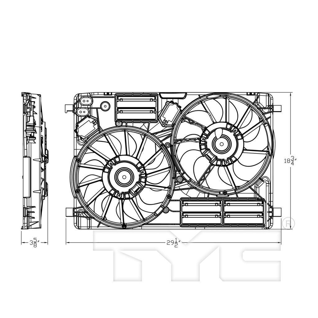 FORD TRUCKS & VANS ESCAPE RADIATOR FAN ASSEMBLY (1.5 TURBO)(2.0 TURBO 17-19) (WO/TOW)(DUAL FAN) OEM#EJ7Z8C607C 2017-2019 PL#FO3115216