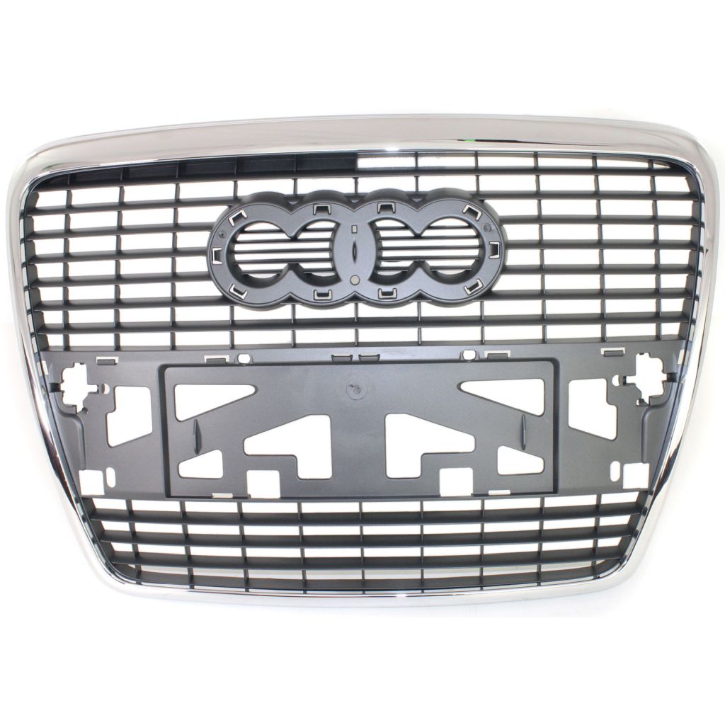 AUDI A6 SEDAN /WAGON GRILLE SLV/BLK (W/CHR Frame)(WO/S-LINE)(WO/SENSOR) OEM#4F08536511QP 2005-2008 PL#AU1200111
