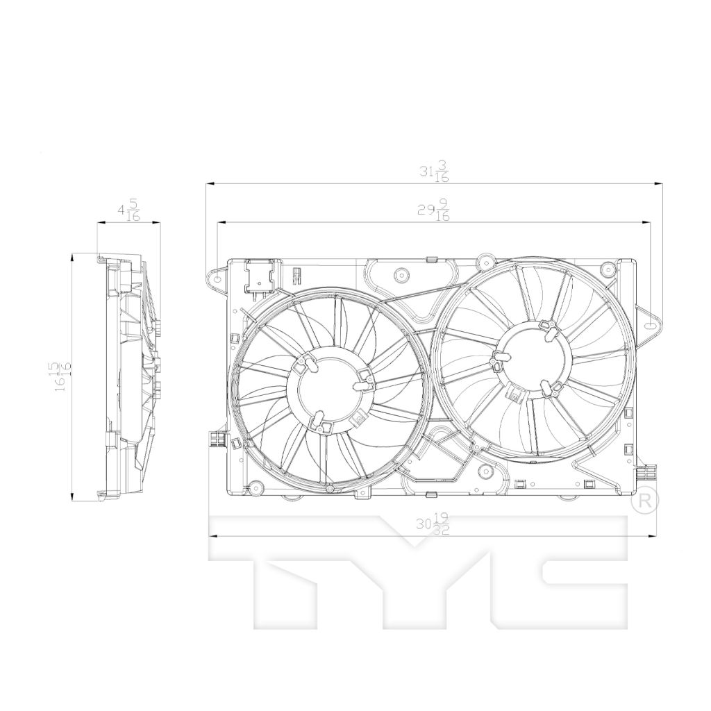 CHEVROLET IMPALA (NEW)(4pc T/L) RADIATOR & A/C FAN ASSEMBLY 3.6L (DUAL FAN) OEM#20970655-PFM 2014-2020 PL#GM3115250