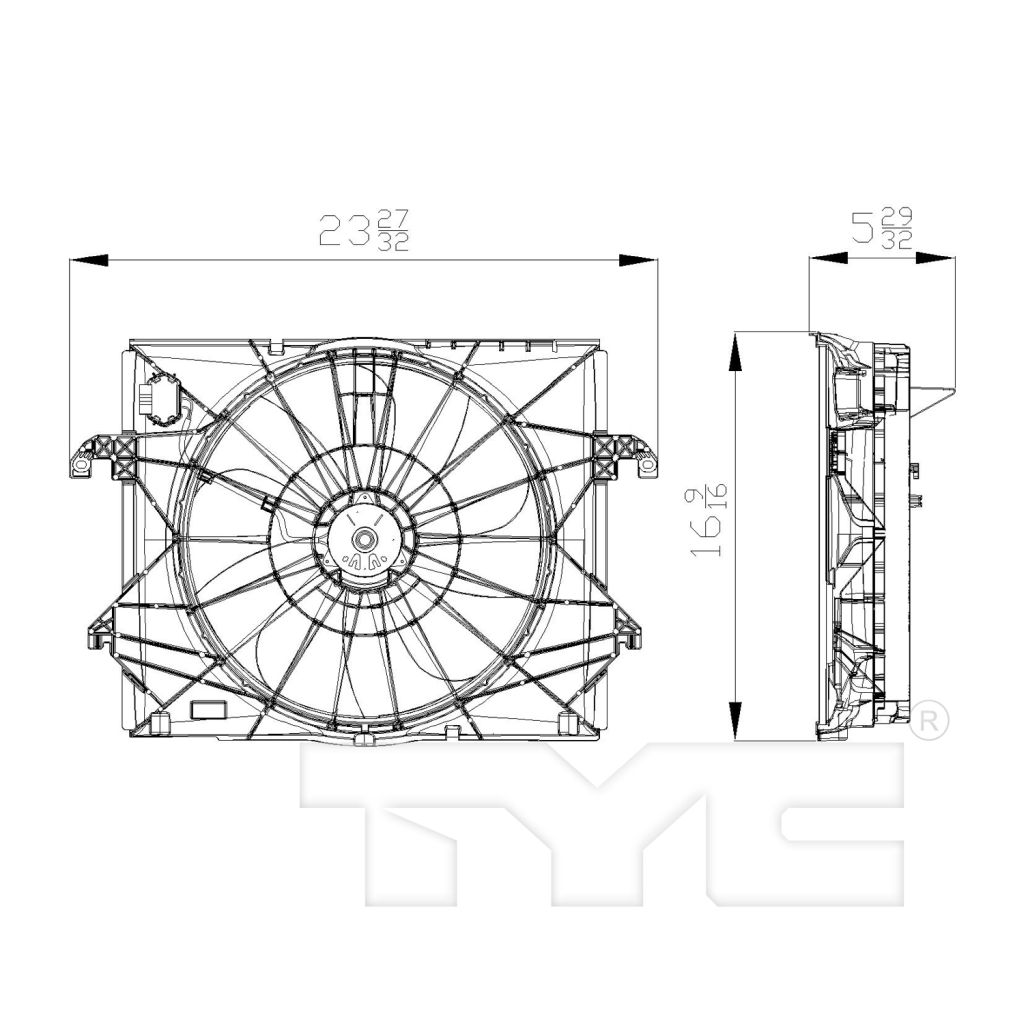 DODGE TRUCKS & VANS DODGE/PU (R1500) RADIATOR & A/C FAN ASSEMBLY (3.7L)(W/RESISTER) OEM#55056851AF 2009-2012 PL#CH3115164