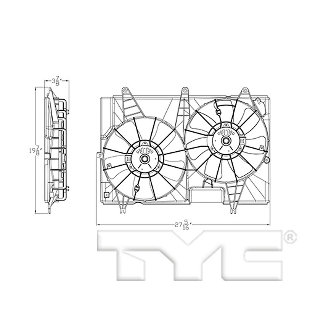 CADILLAC CTS/CTS-V RADIATOR & A/C FAN ASSY (2.8L/3.6L)(DUAL FAN) OEM#19129907-PFM 2003-2007 PL#GM3120106