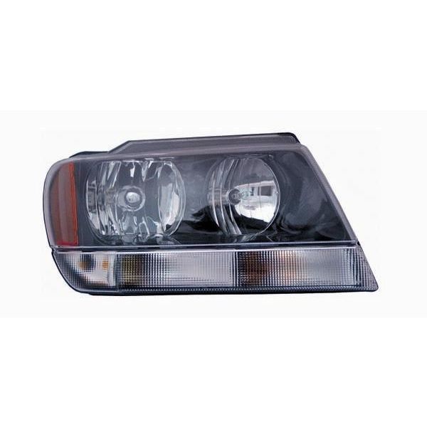 JEEPVEHICLE GRAND CHEROKEE HEAD LAMP ASSY RIGHT (Passenger Side) (LAREDO/SPORT)(CLEAR PARK LEN/BLACK BEZEL) OEM#55155128AJ 2002-2004 PL#CH2503138