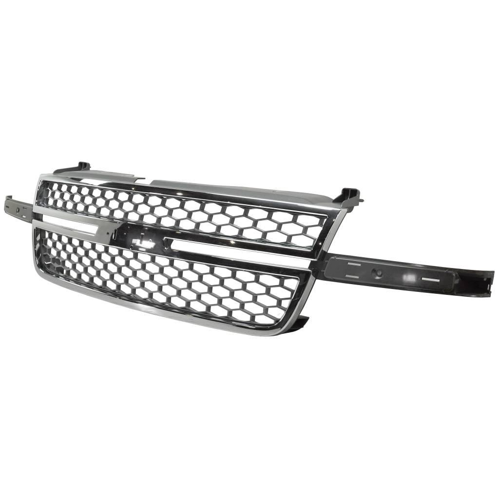 GM TRUCKS & VANS SILVERADO/PU (CHEVY) (07 OLD STYLE) GRILLE CHROME FRAME/GRAY INNER(EXC 1500) OEM#12335956 2005-2007 PL#GM1200546