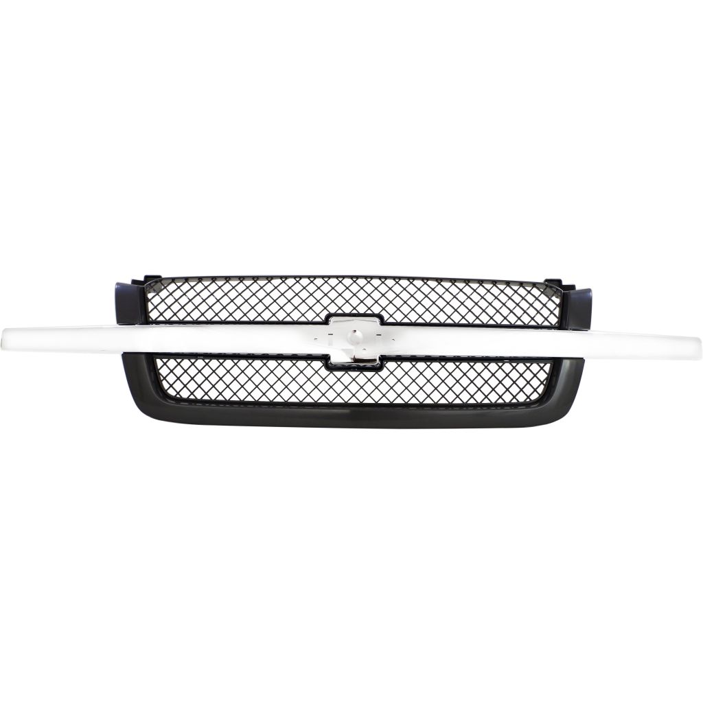 GM TRUCKS & VANS SILVERADO/PU (CHEVY) (07 OLD STYLE) GRILLE CHROME CENTER BAR/BLK PTM FRAME(Exc 2500HD/3500) OEM#19168629 2003-2005 PL#GM1200489