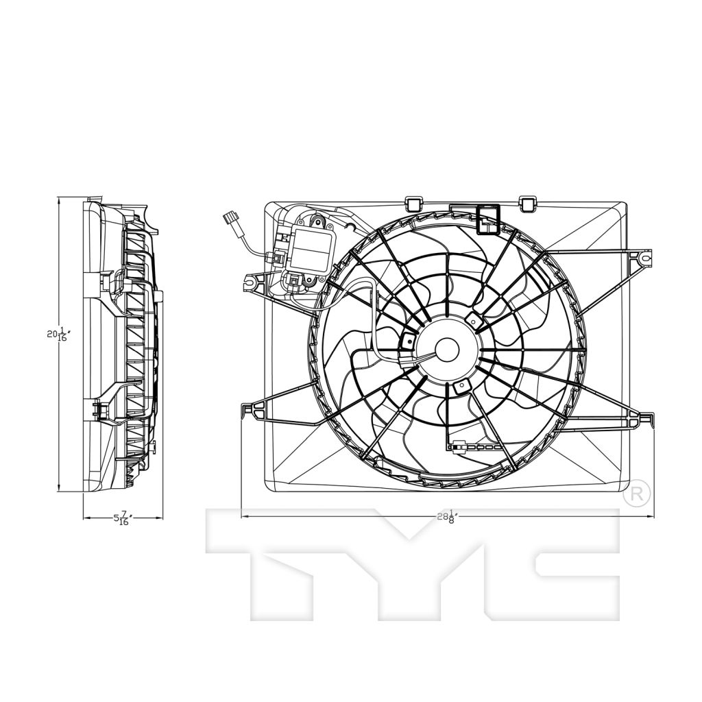 HYUNDAI SONATA RADIATOR & A/C FAN ASSEMBLY (2.4L)(SINGLE FAN) OEM#253802T500 2014 PL#HY3115150