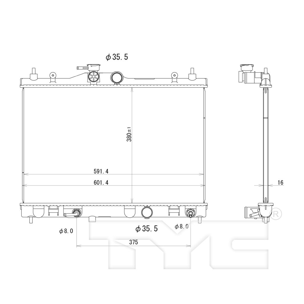 NISSAN(DATSUN) VERSA SEDAN RADIATOR A/T (W/VARIABLE TRANS) OEM#21460ZW40A 2007-2011 PL#NI3010218