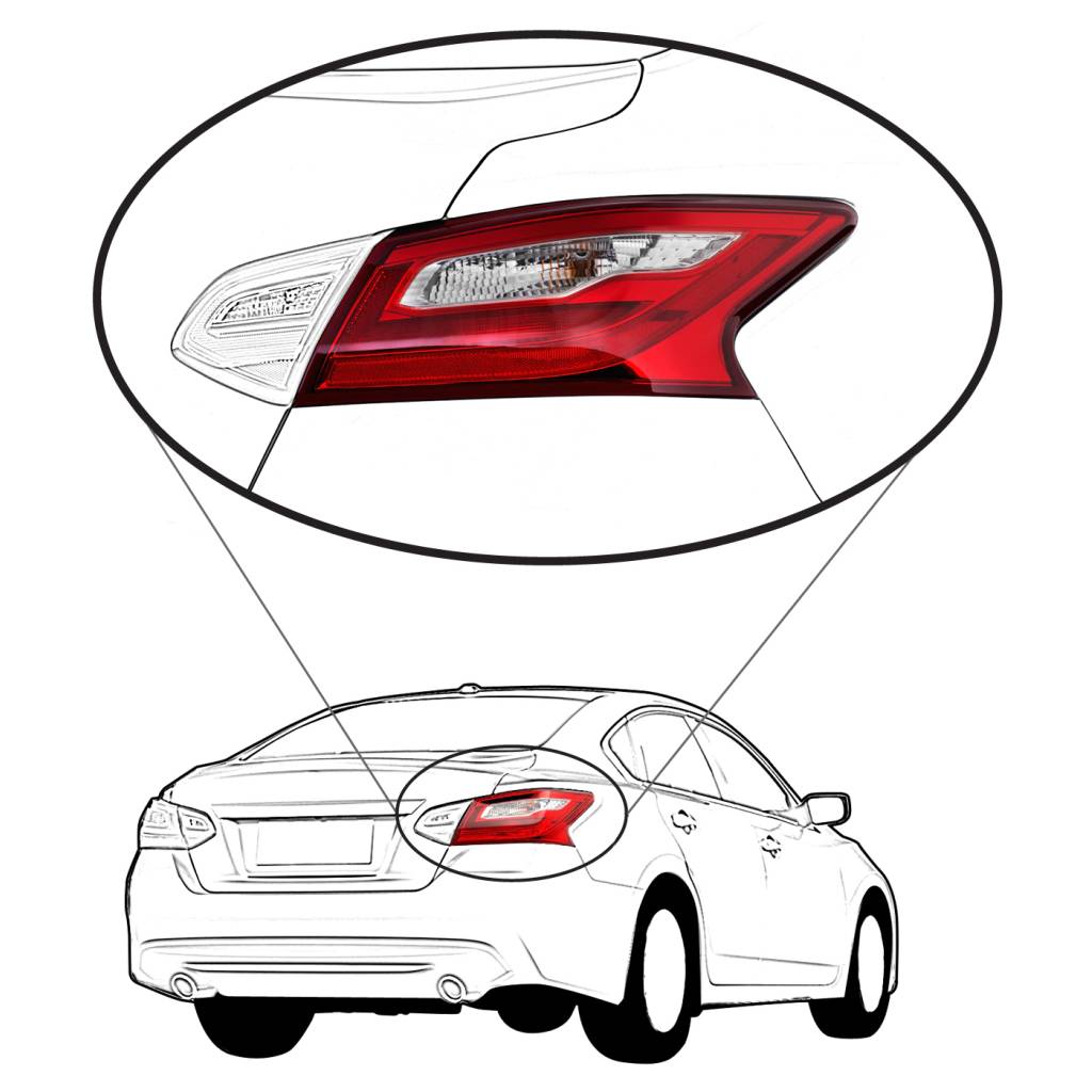 NISSAN(DATSUN) ALTIMA SEDAN TAIL LAMP ASSEMBLY RIGHT (Passenger Side) (SMOKED LENS)**CAPA** OEM#265509HS1A 2017-2018 PL#NI2805111C