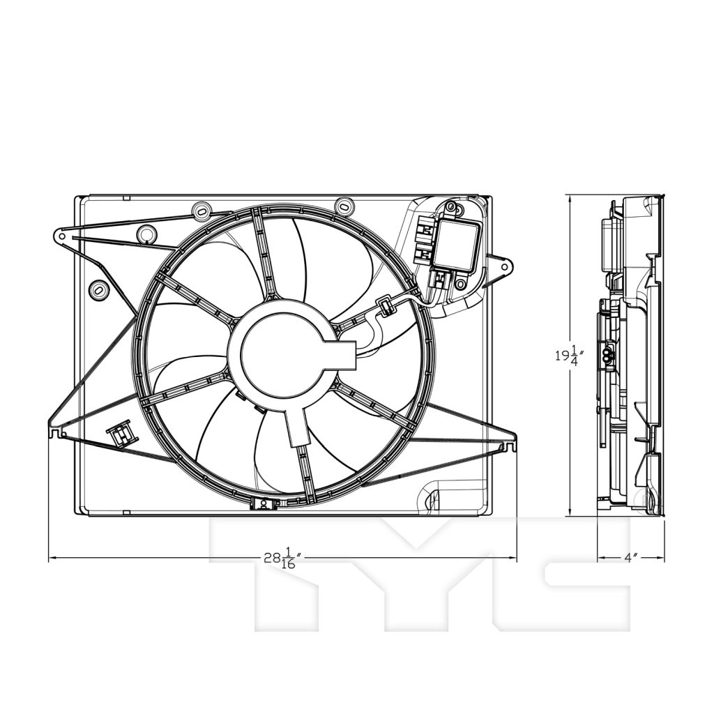 HYUNDAI SONATA RADIATOR & A/C FAN ASSEMBLY (2.4L)(SINGLE FAN) OEM#25380C2000 2015-2017 PL#HY3115151