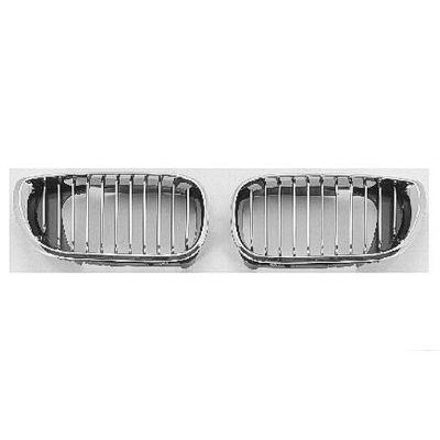 BMW BMW 3 ( i/xi ) (SEDAN/WAGON) GRILLE LEFT (Driver Side) CHROME FRAME & CHR/BLK INNER (SEDAN & WG) OEM#51137042961 2002-2005 PL#BM1200128