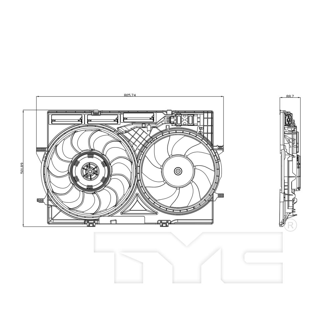 AUDI S5 CABRIO RADIATOR & A/C FAN ASSY (3.0L)(DUAL FAN) OEM#8K0121207D-PFM 2010-2017 PL#AU3115120