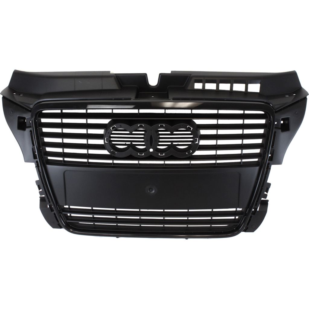 AUDI A3 GRILLE ASSEMBLY PTD BLACK (WO/LICENSE HOLE) OEM#8P0853651HVMZ 2009-2013 PL#AU1200119
