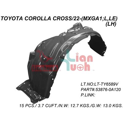 TOYOTA COROLLA CROSS FENDER LINER LEFT (Driver Side) (L/LE) OEM#538760A120 2022-2025 PL#TO1248251