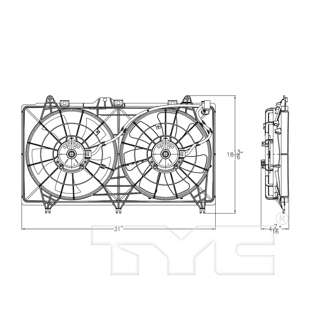 CHEVROLET CAMARO COUPE RADIATOR & A/C FAN ASSEMBLY (3.6L)(DUAL FAN) OEM#22762592-PFM 2012-2015 PL#GM3115265