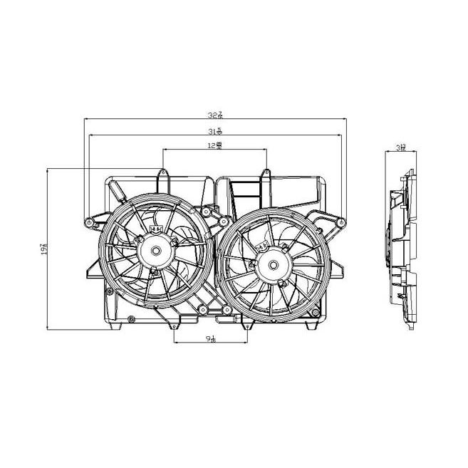 FORD TRUCKS & VANS ESCAPE RADIATOR & A/C FAN ASSY (2.3L)(DUAL FAN) OEM#5L8Z8C607BF 2005-2007 PL#FO3115159