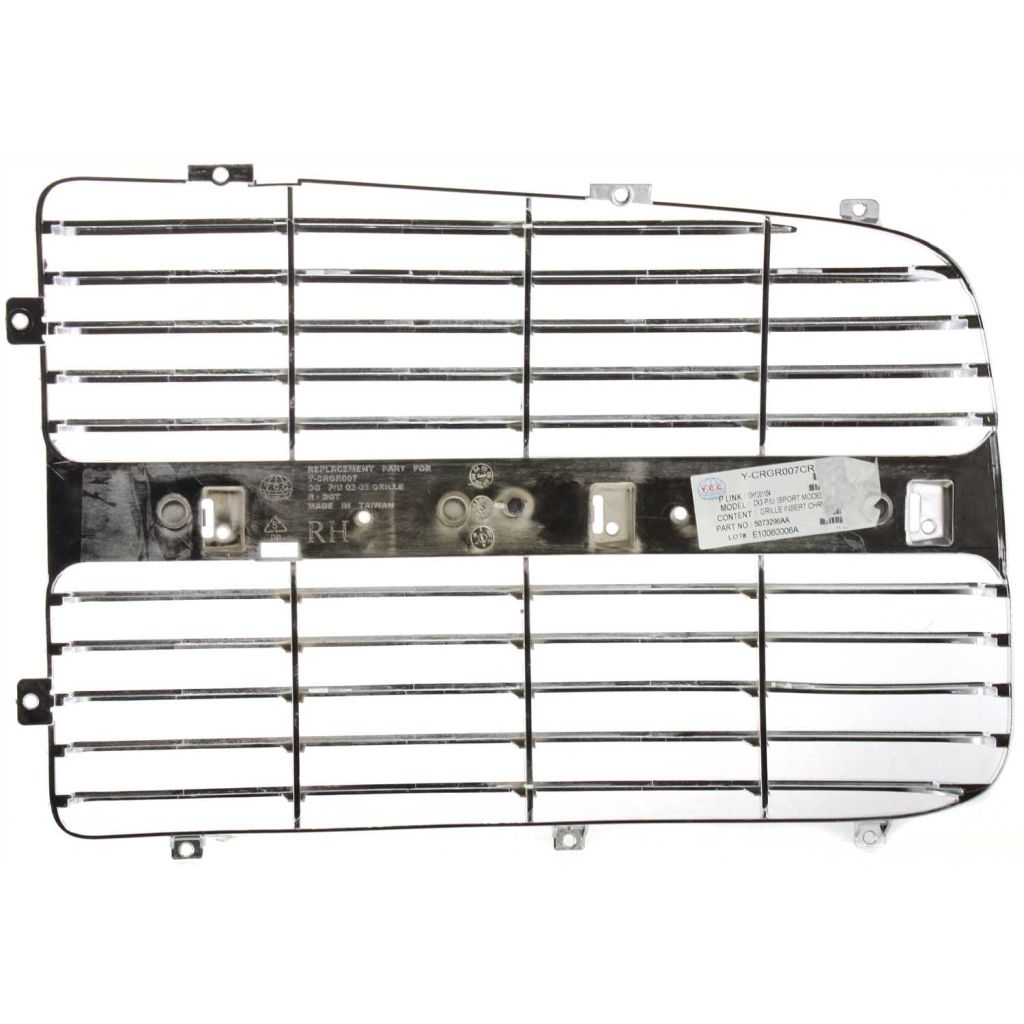 DODGE TRUCKS & VANS DODGE/PU (R2500/3500)(R1500 Mega Cab ) GRILLE RIGHT (Passenger Side) INNER (CHROME)(BILLET STYLE) OEM#5073296AA 2003-2005 PL#CH1201104