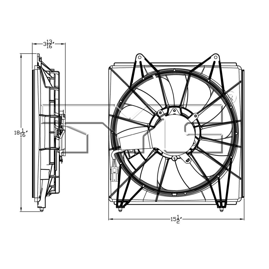 ACURA TLX A/C FAN ASSEMBLY LEFT (Driver Side) (3.5L) OEM#386155J2A01-PFM 2015-2020 PL#AC3113116