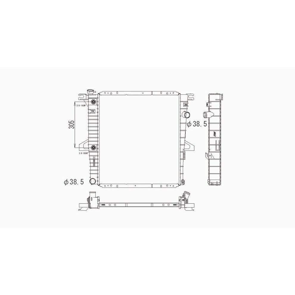 FORD TRUCKS & VANS RANGER RADIATOR (4.0/V6) SPORT; W/ 1" TOP/BOTTOM CHANNEL OEM#6L5Z8005DA 1998-2010 PL#FO3010151