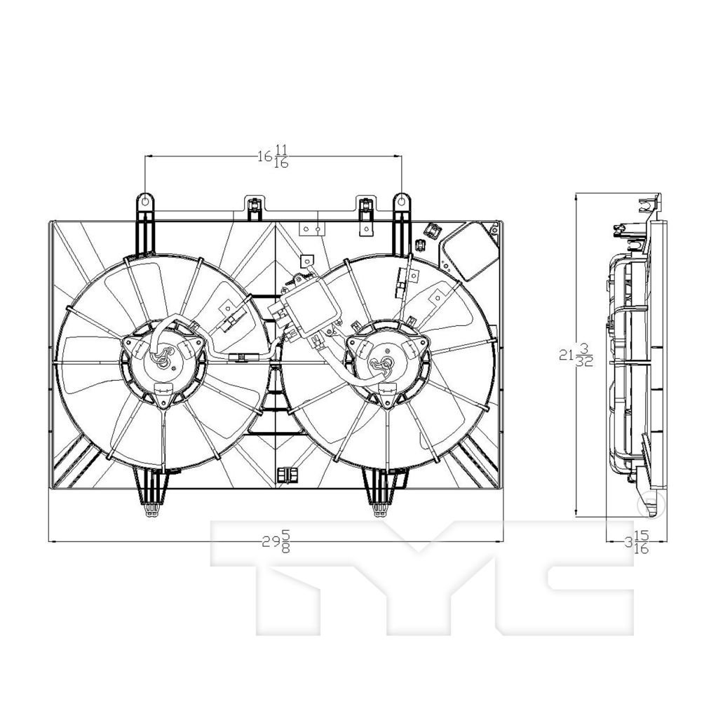INFINITI M45 RADIATOR & A/C FAN ASSY (DUAL FAN) OEM#B1481EH11B 2006-2010 PL#IN3115105