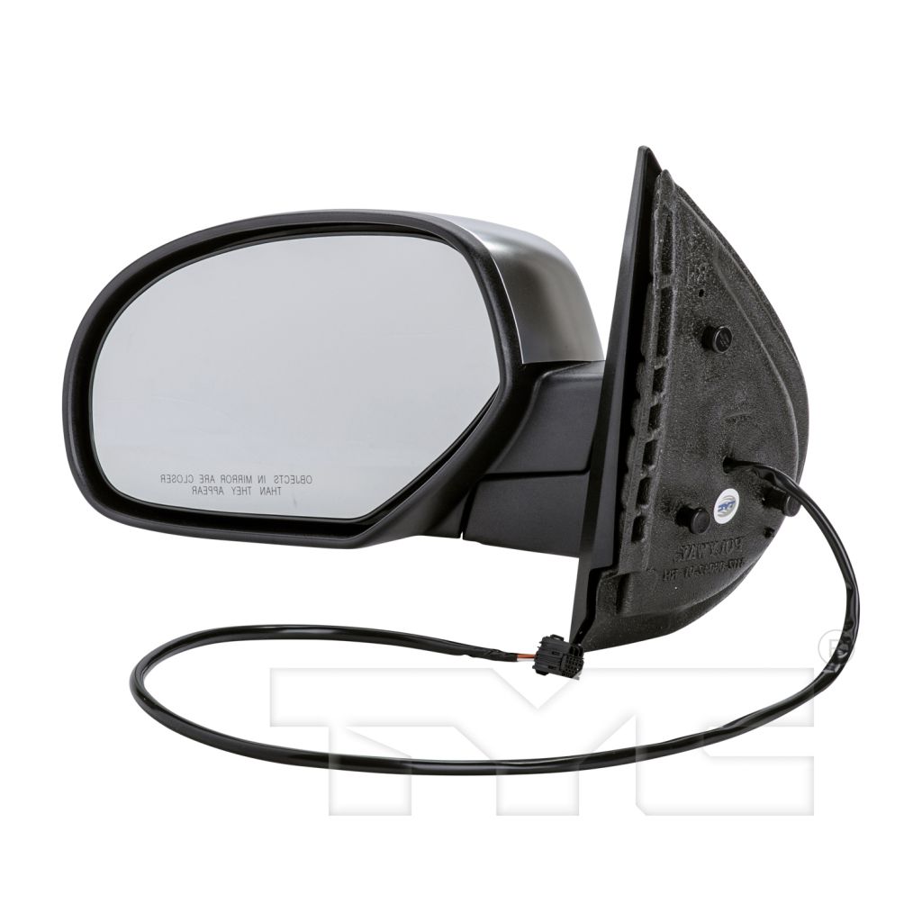 GM TRUCKS & VANS TAHOE (CHEVY) DOOR MIRROR LEFT (Driver Side) POWER/HEATED (WO/PUDDLE LAMP)(SATIN-CHR CVR)(WO/TRAILER TOW) OEM#25776087 2007-2014 PL#GM1320340