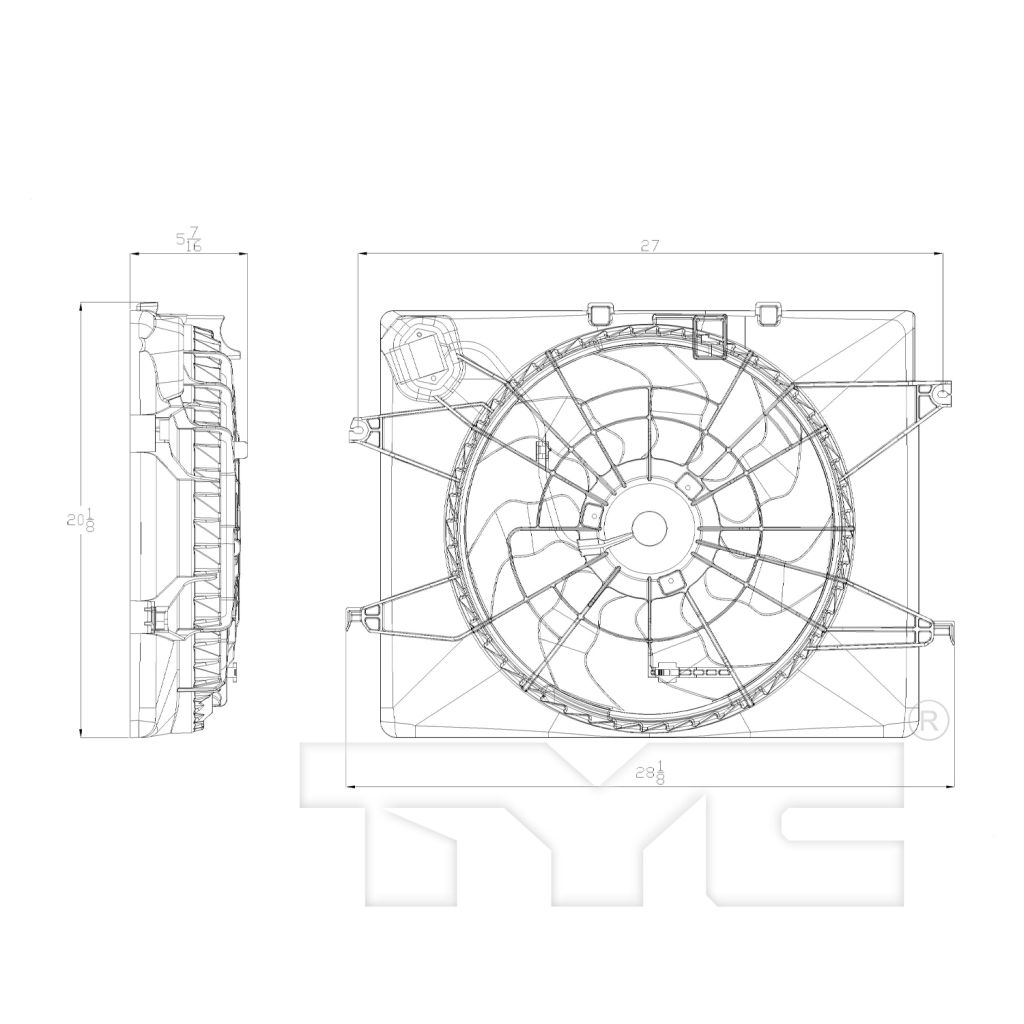 HYUNDAI SONATA RADIATOR & A/C FAN ASSEMBLY (2.4L)(SINGLE FAN) OEM#253803Q170 2011-2014 PL#HY3115129