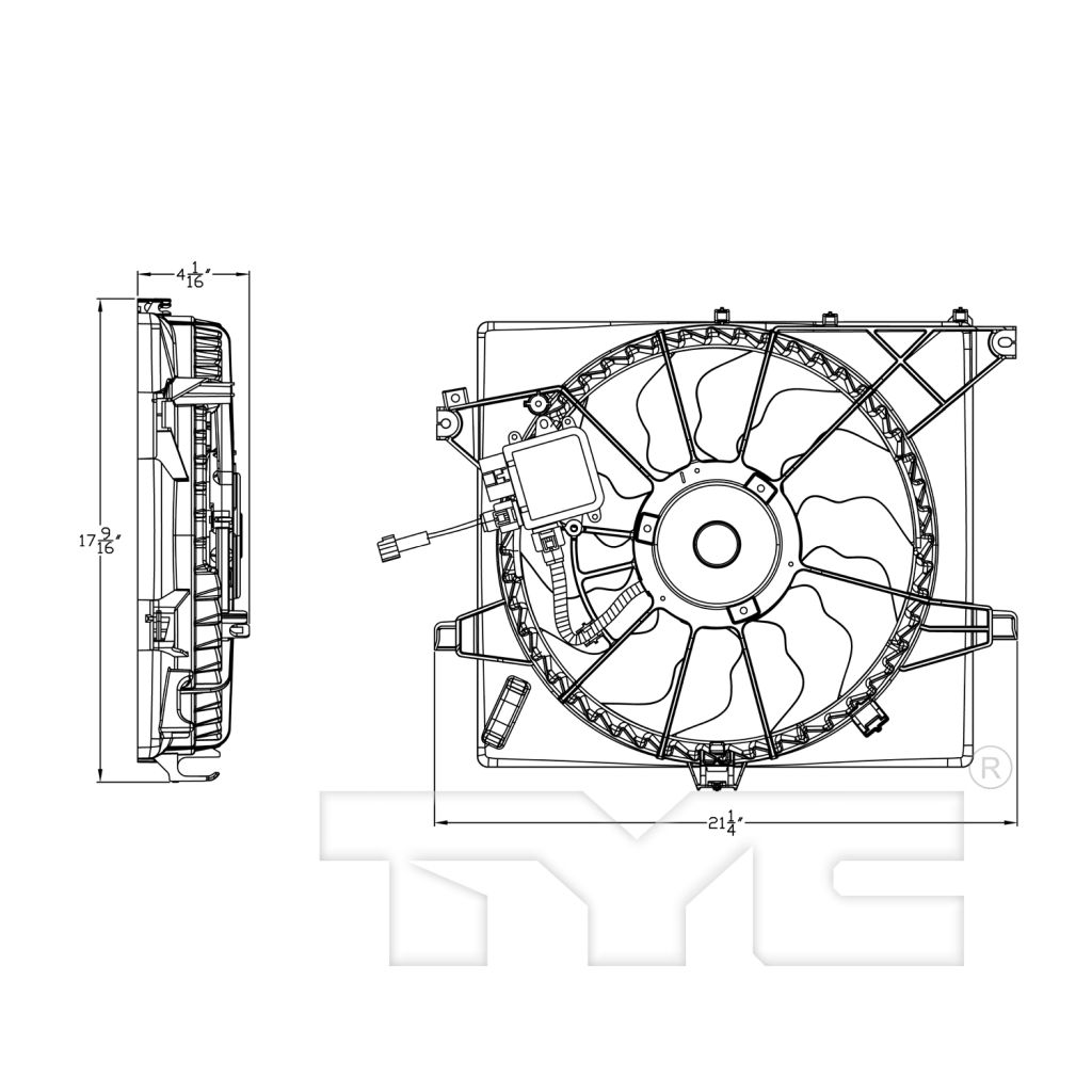 KIA FORTE5 HATCHBACK RADIATOR & A/C FAN ASSY 1.6L (SX) W/MODULE OEM#25380A7000 2014-2018 PL#KI3115150