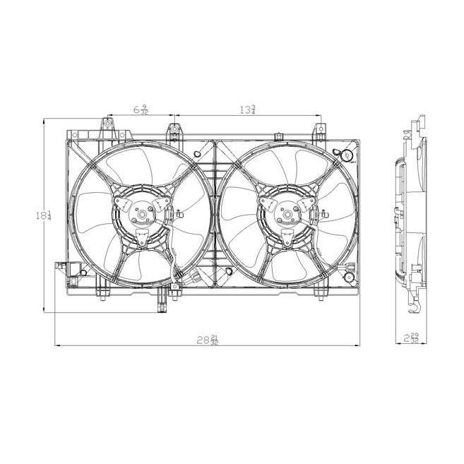 SUBARU FORESTER RADIATOR & A/C FAN ASSY (W/O TURBO)(DUAL FAN) OEM#45131FE000-PFM 2003-2008 PL#SU3115111