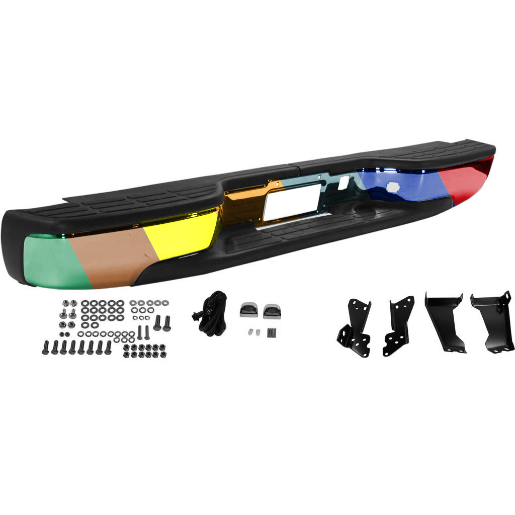 GM TRUCKS & VANS SILVERADO/PU (CHEVY) (07 OLD STYLE) REAR STEP BUMPER ASSEMBLY CHROME W/MTG KIT (Fleetside)(1500/2500) OEM#12496085 1999-2007 PL#GM1103122