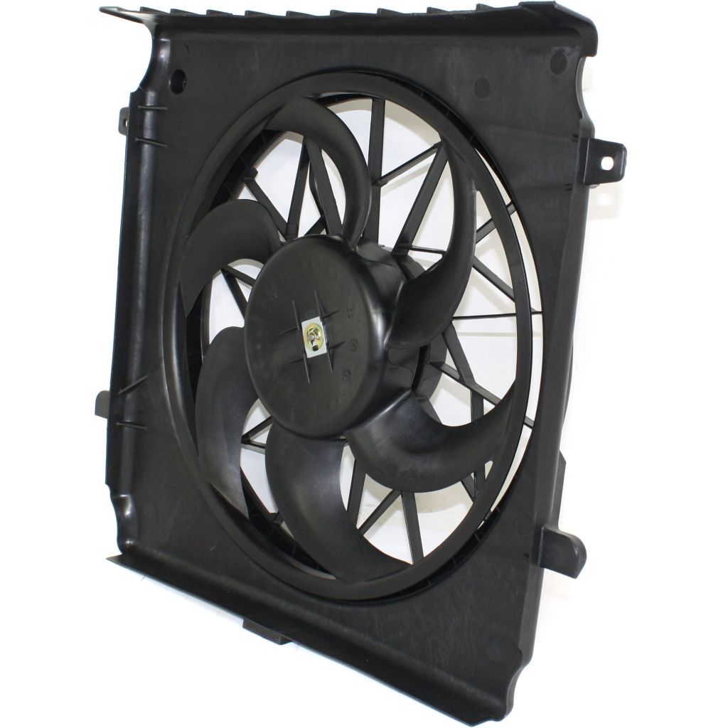 JEEPVEHICLE LIBERTY RADIATOR & A/C FAN ASSY 2.4L (3.7L STD DUTY 02-03)(2 PIN)(SINGLE FAN) OEM#55037659AB 2002-2004 PL#CH3117101