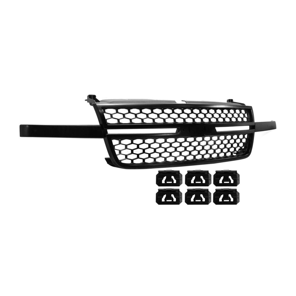 GM TRUCKS & VANS SILVERADO/PU (CHEVY) (07 OLD STYLE) GRILLE BLACK FRAME/BLACK INNER(EXC 05-05 1500) OEM#15276048 2005-2007 PL#GM1200586