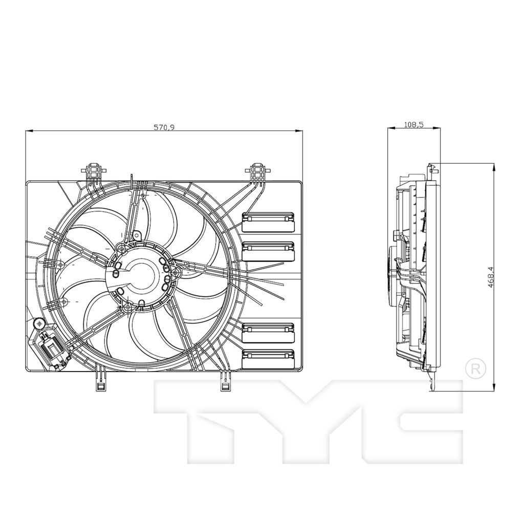 FORD TRUCKS & VANS ECOSPORT RADIATOR & A/C FAN ASSY (1.0L TURBO)(SINGLE FAN) OEM#H1BZ8C607K 2018-2021 PL#FO3115225