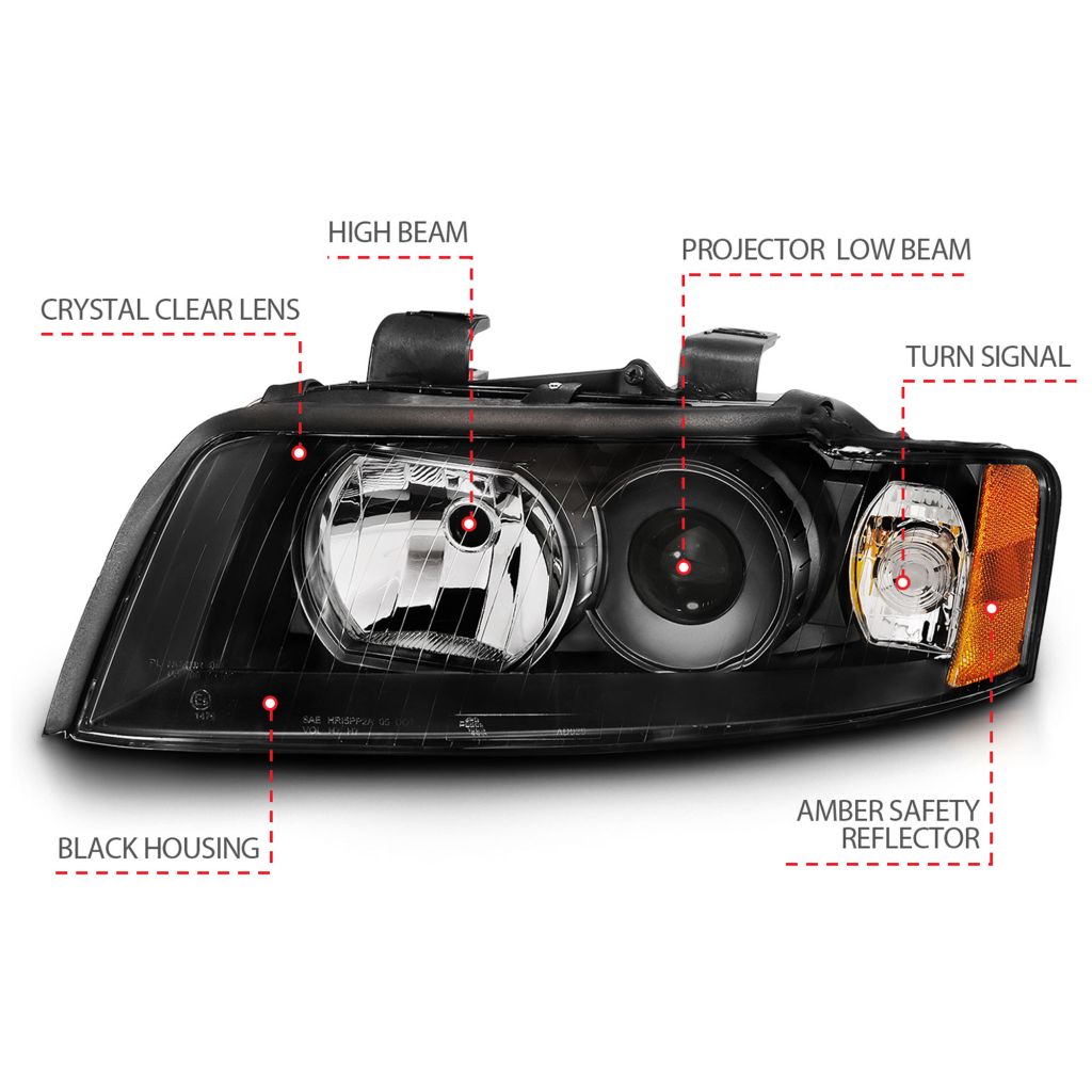 AUDI S4 SEDAN/WAGON (GEN 2) HEAD LAMP ASSEMBLY LEFT (Driver Side) (HALOGEN) OEM#8E0941029F 2003-2005 PL#AU2502113