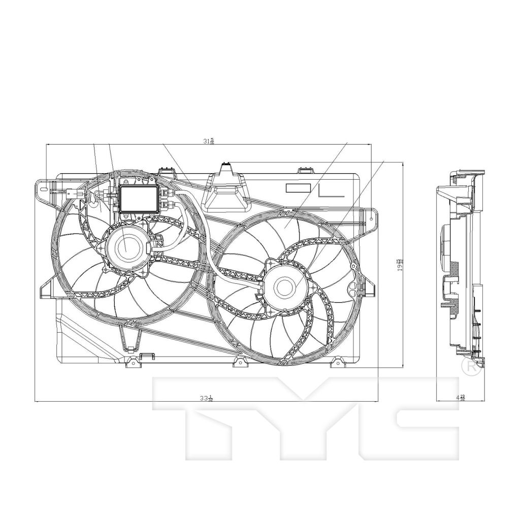 FORD TRUCKS & VANS EDGE RADIATOR & A/C FAN ASSY (W/ TOWING) W/MODULE 3.5L/3.7L OEM#7T4Z8C607B 2011-2014 PL#FO3115175