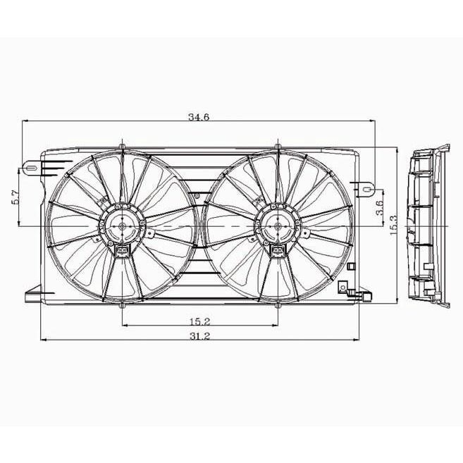 PONTIAC BONNEVILLE RADIATOR & A/C FAN ASSY (DUAL FAN) OEM#88892899-PFM 2000-2004 PL#GM3115119