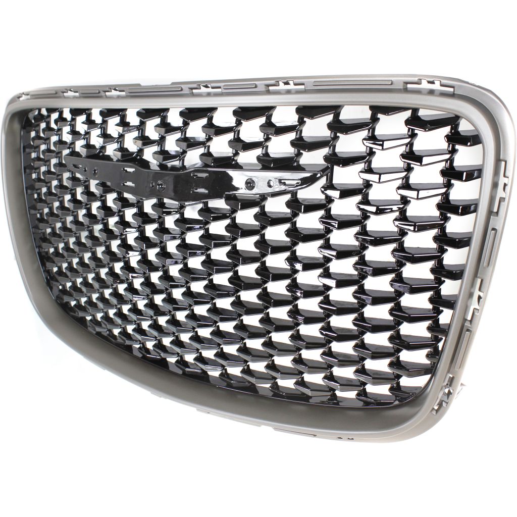 CHRYSLER 300 GRILLE GLOSS-BLACK W/SILVER FRAME (ALLOY)(EXC HONYCOMB)**CAPA** OEM#6DF46DX8AB 2015-2021 PL#CH1200397C