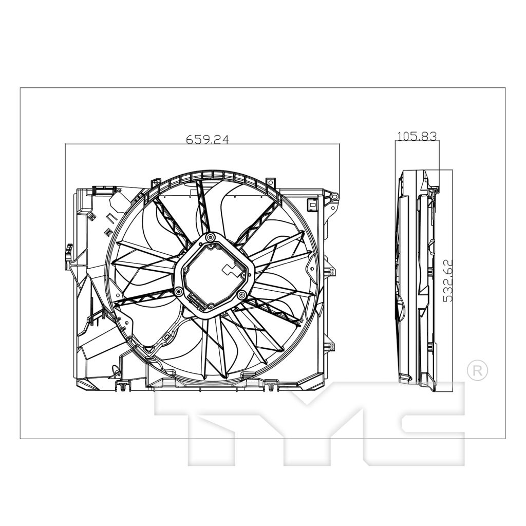 BMW BMW 3 (CONVERTIBLE) RADIATOR FAN ASSY (3.0L WO/TURBO)(W/SULEV) OEM#17425A3F107 2007-2013 PL#BM3115117